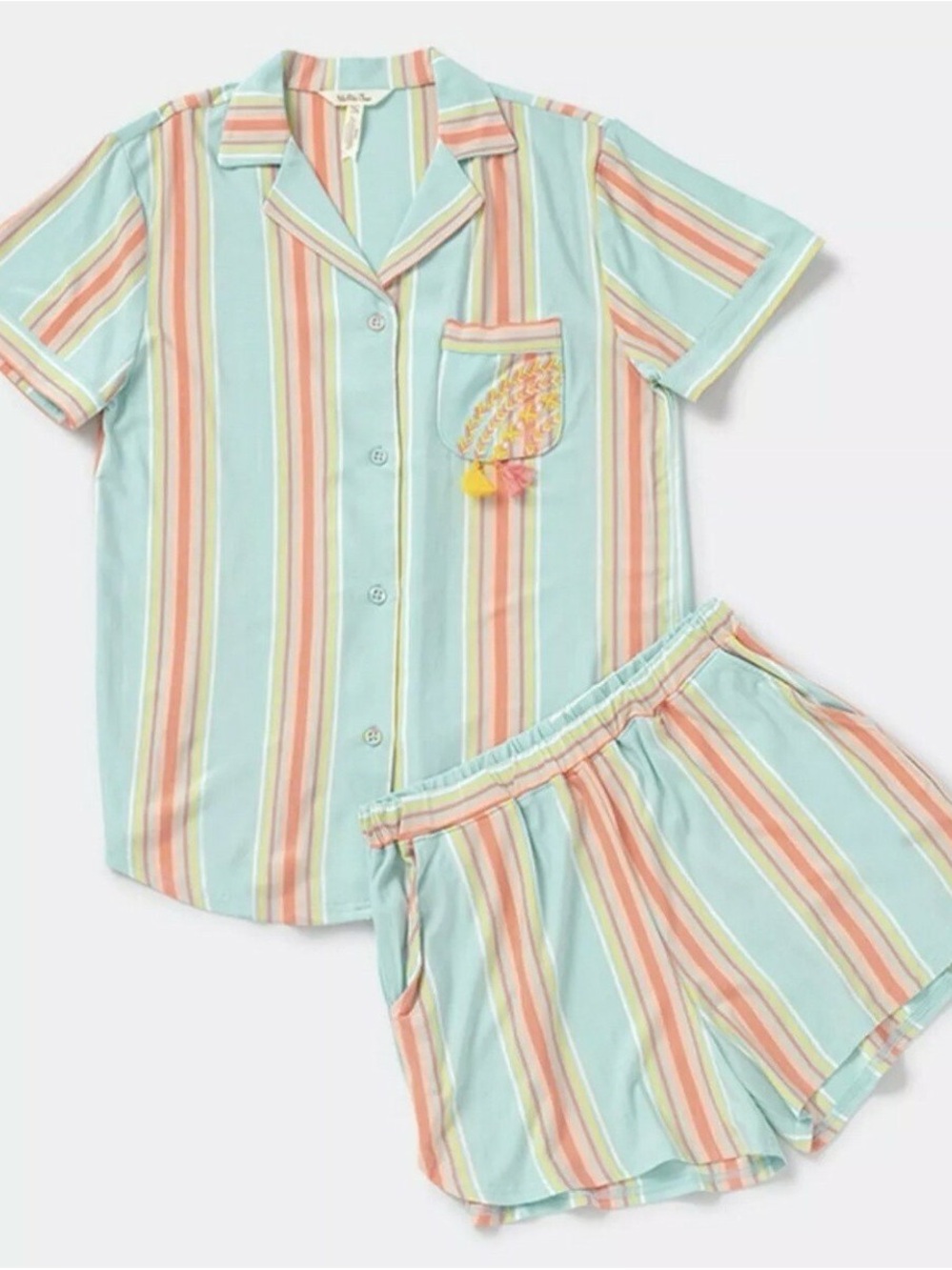 Matilda Jane Pastel Stripe Short Pajama Set - Mint, Peach, Cream